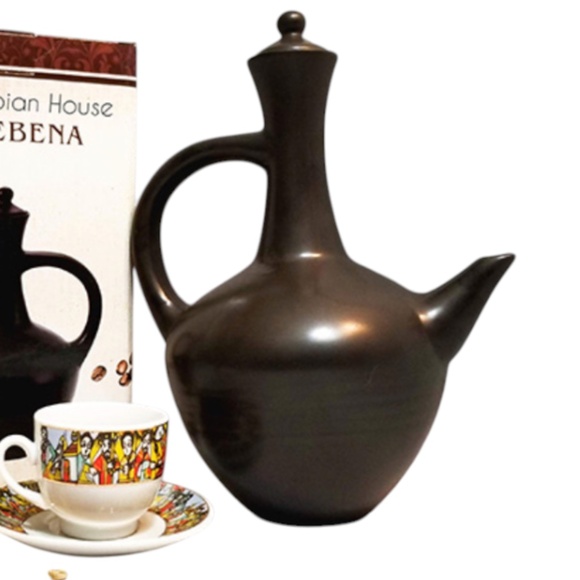 NEW IN BOX Pottery  ABYSINIAN Ethiopian Coffee Pot Jebena Ceramic Coffee Pot - Picture 2 of 2